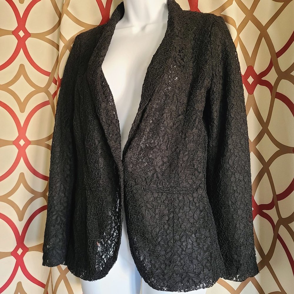 NWT LC Lauren Conrad Black Lace Single Button Blazer